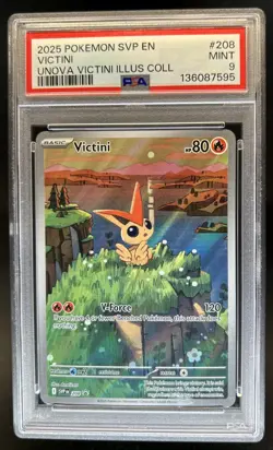 2023-25 Pokemon SV Black Star Promos - SVP EN Victini #208 PSA 9 - Image 1