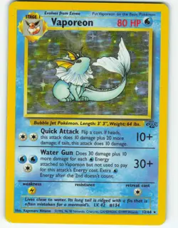 Vaporeon - Holo - 12/64 Jungle Set - Pokemon TCG - 1999 - Image 1