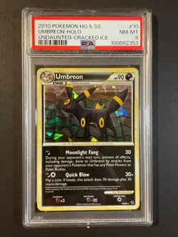 PSA 8 Pokemon Umbreon 10/90 HGSS Undaunted Cracked Ice Holo - Image 1