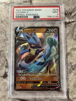 POKEMON 2022 Astral Radiance LUCARIO V #078 PSA 9 Mint RARE - Image 1