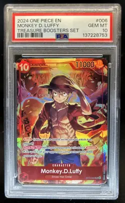 2024 One Piece Monkey D Luffy Treasure Boosters Set #ST10-006 PSA 10 GEM MINT - Image 1