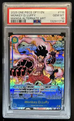 2025 One Piece Monkey.D.Luffy Secret Rare Manga Art #OP11-118 PSA 10 GEM MINT - Image 1