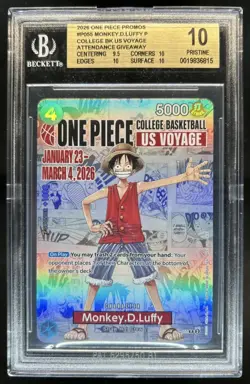 2026 One Piece Monkey D. Luffy College BK US Voyage Promo #P-055 BGS 10 Pristine - Image 1