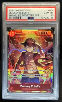 2024 One Piece Monkey D Luffy Treasure Boosters Set #ST10-006 PSA 10 GEM MINT - Image 1