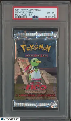 2001 WOTC Pokemon Neo Discovery Foil Booster Pack Xatu PSA 8 NM-MT - Image 1