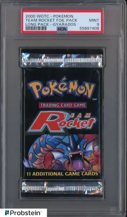 2000 WOTC Pokemon Team Rocket Foil Booster Long Pack Gyarados PSA 9 MINT - Image 1