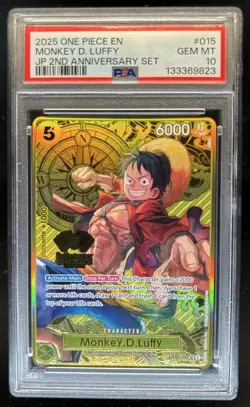 2025 One Piece Monkey D. Luffy JP 2nd Anniversary Set #ST13-015 PSA 10 GEM MINT - Image 1