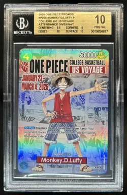 2026 One Piece Monkey D. Luffy College BK US Voyage Promo #P-055 BGS 10 Pristine - Image 1