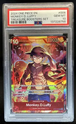 2024 One Piece Monkey D Luffy Treasure Boosters Set #ST10-006 PSA 10 GEM MINT - Image 1