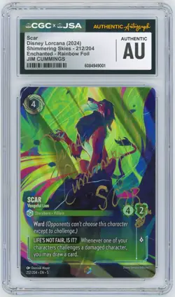 Disney Lorcana Shimmering Skies CGC AU Scar Enchanted - Jim Cummings Auto - Image 2