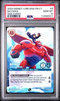Disney Lorcana C1-Promo Side Event #9 Baymax Armored Companion PSA 10 - Image 1