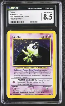 CGC 8.5 Celebi 2001 Neo Revelation 3/64 "Double" Holo Pokemon Card - Image 1