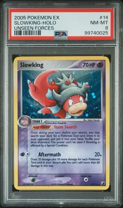 PSA 8 SLOWKING 14/115 | EX Unseen Forces Holo Graded Pokemon Card KB - Image 1