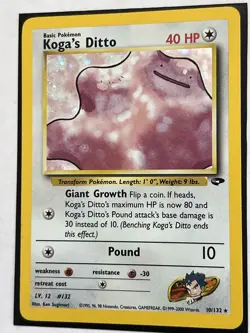 Koga's Ditto 10/132 Gym Challenge Unlimited Holo Rare Pokemon Card TCG LP #3 - Image 3