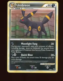 Pokemon TCG Umbreon Undaunted Holo Card 10/90 Rare - Image 1