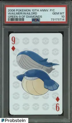 2006 Pokemon 10th Anniversary PC Green 9 Of Diamonds Wailmer Wailord PSA 10 - Image 1