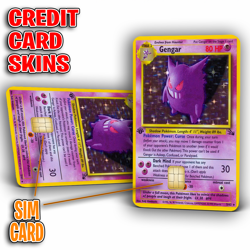 1999 Pokemon: Gengar, First Edition | Credit Card Sticker/Skin | 2 Pack - Image 1