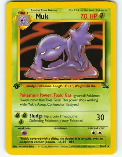 Muk - 1st Edition - 28/62 Fossil Set - Pokemon TCG - 1999 - Image 1