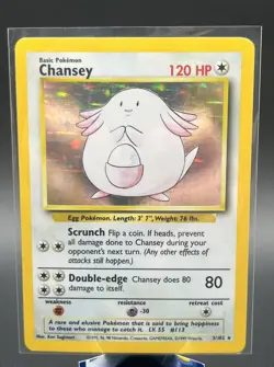 Pokemon TCG Chansey Base Set Holo Rare Card 3/102 1999 Base Set LP - Image 1