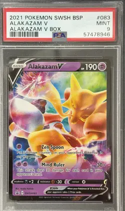 Alakazam V SWSH083 HR Holo Rare SWSH Promo Pokemon TCG PSA 9 - Image 1