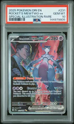 2025 POKEMON DRI EN-DESTINED RIVALS #231 TEAM ROCKET'S MEWTWO EX PSA 10 - Image 1