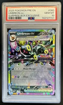 2025 Pokemon Prismatic Evolutions Umbreon ex Promos Surprise Box #060/131 PSA 10 - Image 1