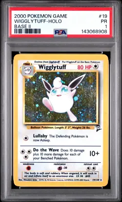 2000 POKEMON BASE SET 2 #19 WIGGLYTUFF-HOLO PSA 1 - Image 1