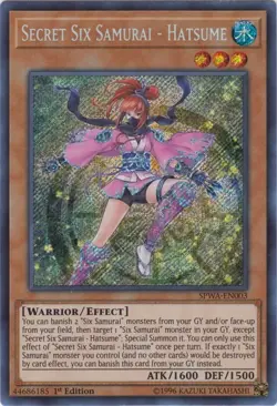 Yugioh! Secret Six Samurai - Hatsume - SPWA-EN003 - Secret Rare - 1st Edition Ne - Image 1