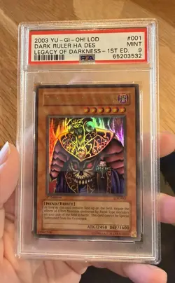 Yugioh Dark Ruler Ha Des LOD-001 1st Edition PSA 9 Ultra Rare - Image 1