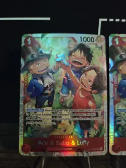 One Piece Ace & Sabo & Luffy OP13-007 Carrying On His Will Foil x2 - Image 1