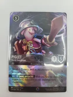 Lorcana Piglet Sturdy Swordsman 221/204 Enchanted Ursula's Return Set 4 - Image 1
