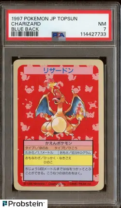 1997 Pokemon Japanese Topsun Blue Back Charizard No Number Error PSA 7 NM - Image 1
