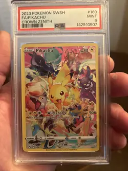 Pokemon TCG Pikachu Crown Zenith Holo Card 160/159 PSA Mint 9 Secret Rare - Image 1