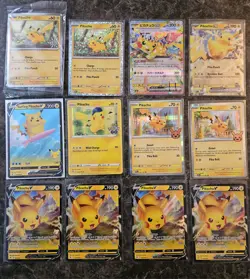 Pokemon TCG 12 Card Lot Pikachu Pokemon GO Holo Promo EX V Basic English - Image 1