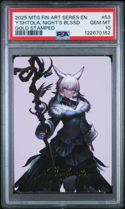 2025 MTG FINAL FANTASY ART SER GOLD STAMPED #53 Y'SHTOLA, NIGHT'S BLESSED PSA 10 - Image 1