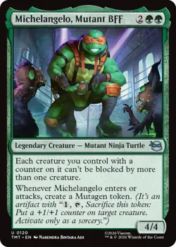 Michelangelo, Mutant BFF 120 FOIL TMT Teenage Mutant Ninja Turtles MTG Magic NM - Image 1