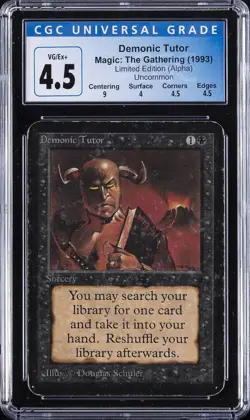 1993 MAGIC: THE GATHERING LTD ED (ALPHA) UNCOMMON DEMONIC TUTOR CGC 4.5 - Image 1