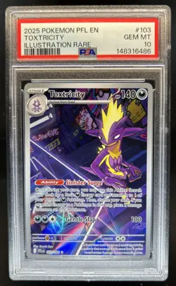 2025 Pokemon Phantasmal Flames Toxtricity Illustration Rare #103/094 PSA 10 - Image 1