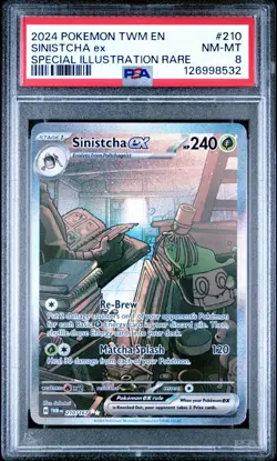 2024 POKEMON TWM EN-TWILIGHT MASQUERADE #210 SINISTCHA EX PSA 8 NM-MT - Image 3