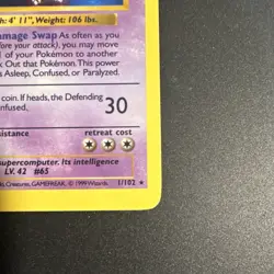 Pokemon TCG Alakazam Base Set (Shadowless) Holo Rare 1/102 80 HP 1999 - Image 4