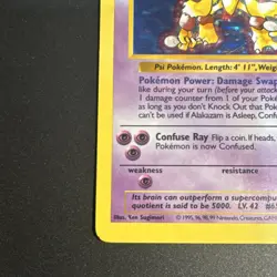 Pokemon TCG Alakazam Base Set (Shadowless) Holo Rare 1/102 80 HP 1999 - Image 5