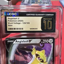Pokemon 2020 Aegislash V 126/185 Holo Vivid Voltage CGC Pristine 10 - Image 4