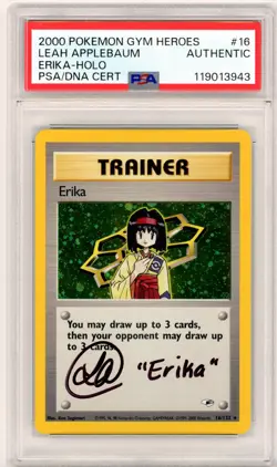 PSA Leah Applebaum Pokemon TCG Unlimited Gym Heroes Holo Erika 16/132 Rare - Image 1
