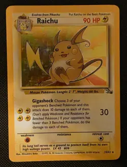 1999 Pokemon TCG Raichu Fossil Holo Rare 14/62 LP/MP - Image 1