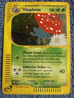 Pokemon Vileplume H31/H32 Aquapolis 100 HP Holo Rare 2002 - Image 1