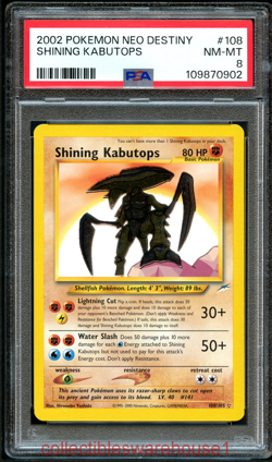 Pokemon Neo Destiny Shining Kabutops 108 PSA 8 - Image 1
