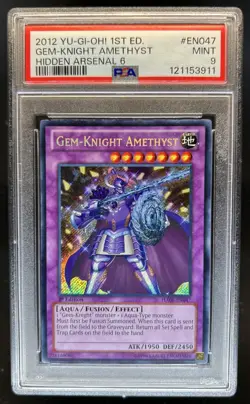 2012 Yu-Gi-Oh! Omega Xyz English Gem-Knight Amethyst #HA06-EN047 PSA 9 - Image 1