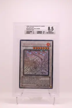 2008 YUGIOH CSOC-CROSSROADS OF CHOAS GHOST RARE BLACK ROSE DRAGON 1st Ed BGS 8.5 - Image 1
