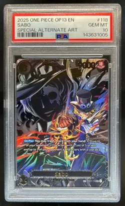 2025 One Piece Carrying On His Will Sabo Special Card Alt Art #OP07-118 PSA 10 - Image 1