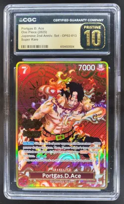 2025 ONE PIECE PORTGAS D. ACE SUPER RARE JAPANESE OP02-013 CGC 10 PRISTINE RC7 - Image 1